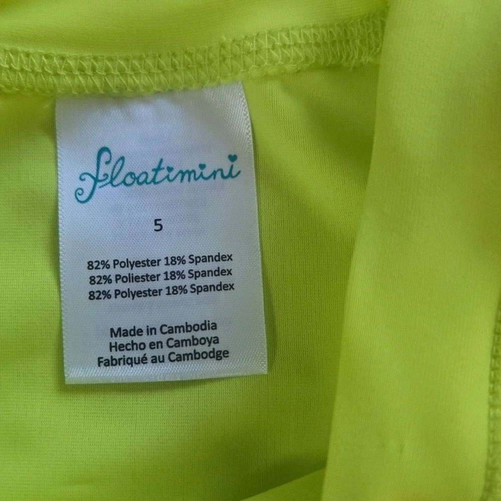Floatimini‎ Kids Dinosaur Rash Guard and Swim Trunks Set Neon Yellow Navy Size 5